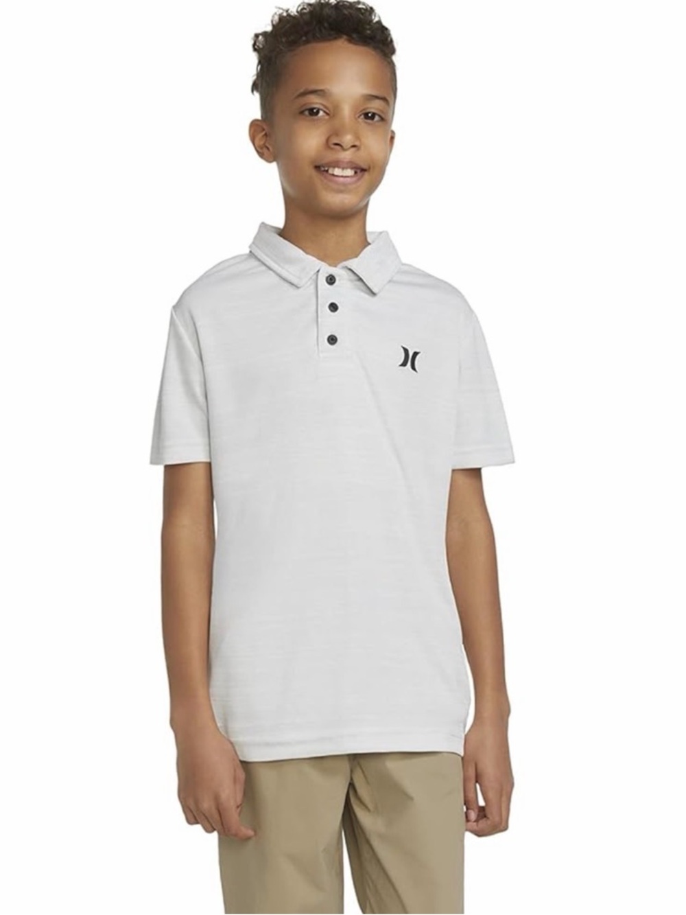 Hurley Boys Polo Shirt Casual H20 Dri Fit Short Sleeve Light Gray Size XL